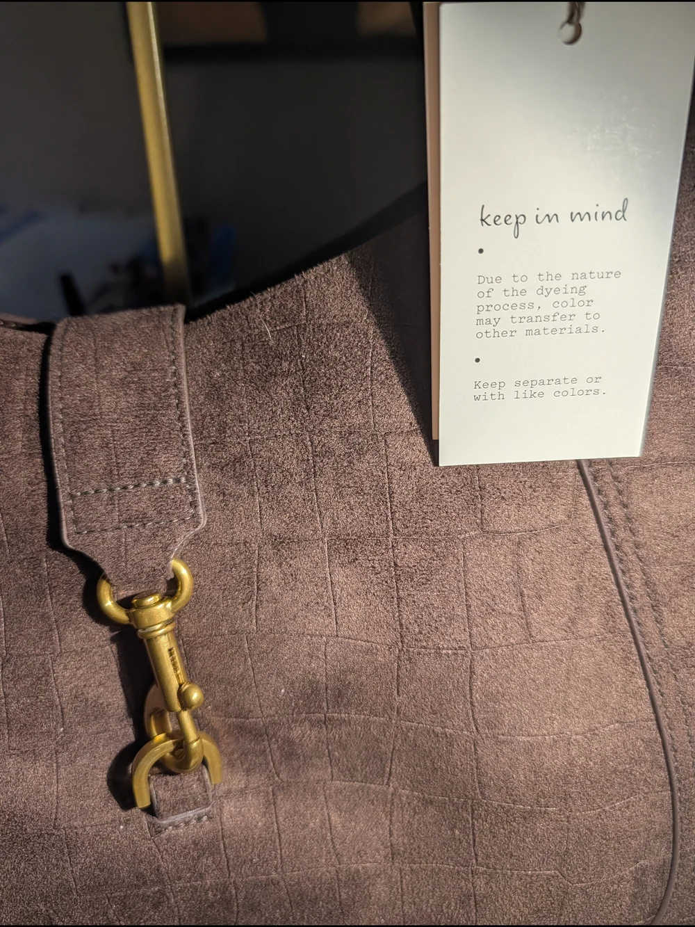 Faux Suede Shoulder Tote Bag NWT